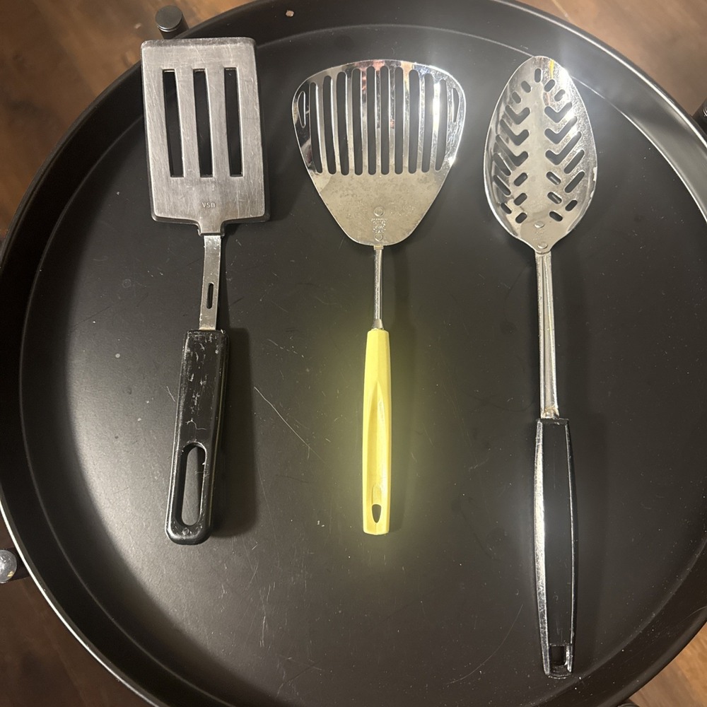 Vintage Ekco A&J Slotted Spatula Skimmer Spoon Kitchamajig Utensil Lot‎ 3 PC USA